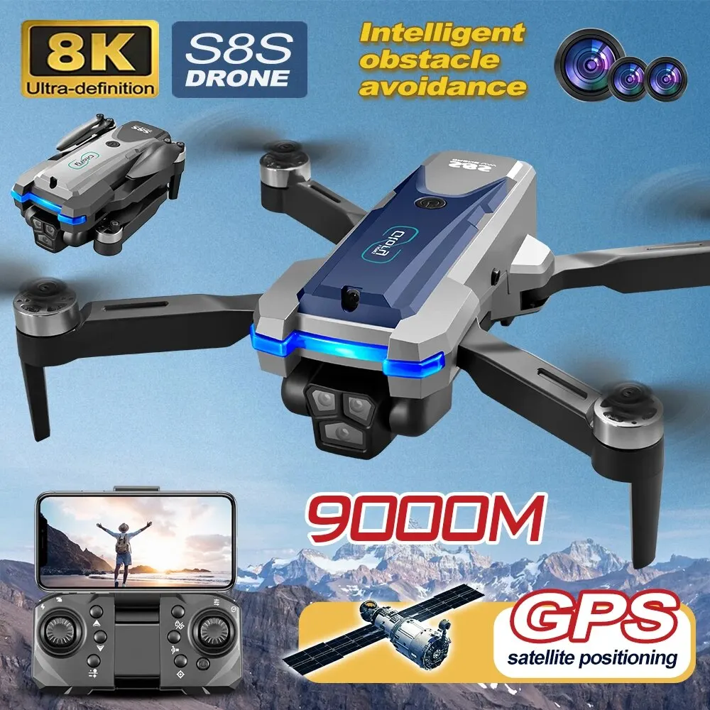 Drone Ae Rc - Складной Квадрокоптер S8S, GPS, Wi-Fi, 8K